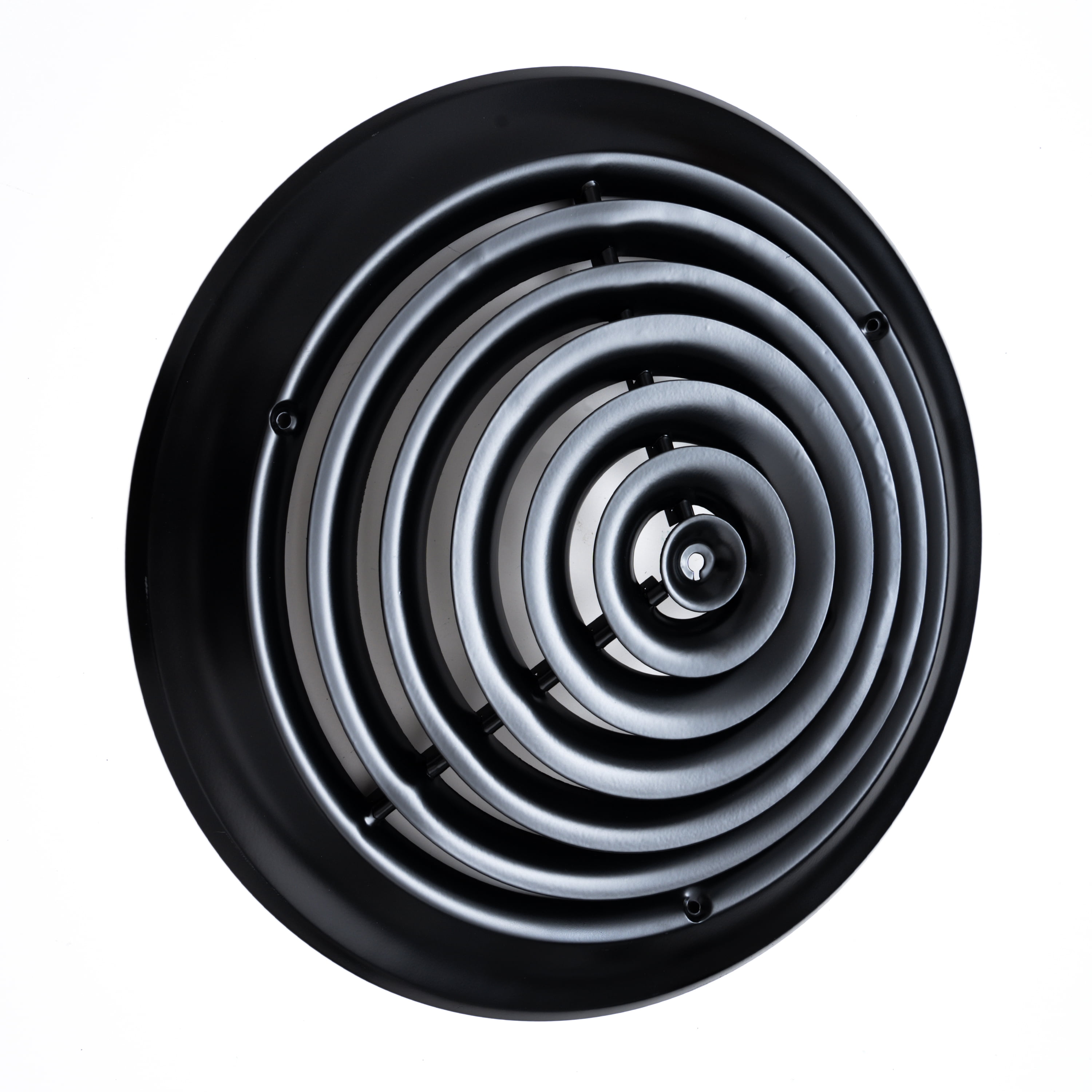 Fits 12 Inch Neck Air Duct | Steel Round Air Supply Diffuser for Ceiling by Handua | Round Diffuser Vent Cover | Black | Outer Dimension: 15-15/16"