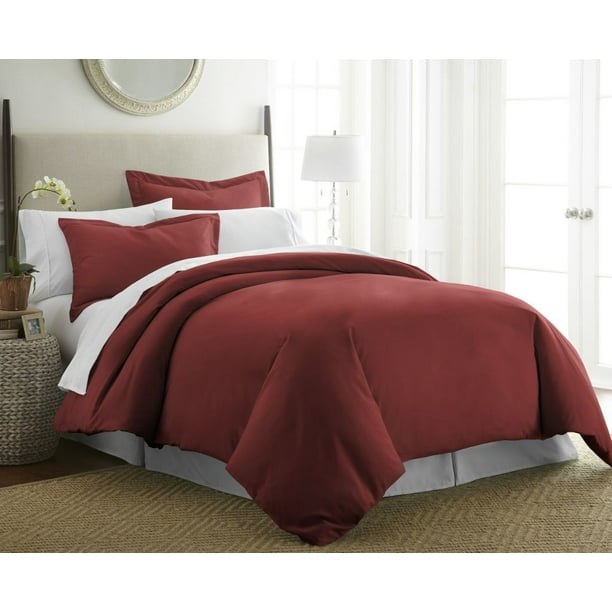 Simply Soft 3 Piece Duvet Cover Set Full/Queen Burgundy Walmart
