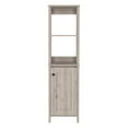 thumbnail image 2 of DUOSONG St. Clair Linen Cabinet, Two Interior Shelves, Two Open Shelves, Single Door Grey Engineered Wood Bath & Faucets Bathroom Storage, 2 of 8