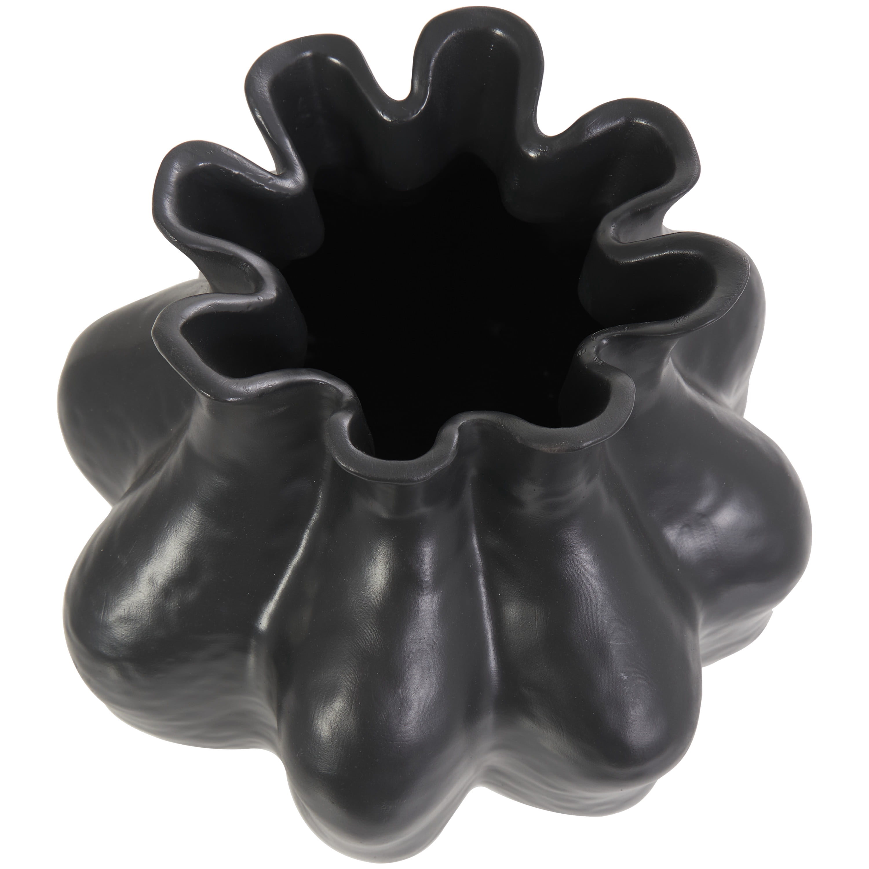 DecMode 10", 8"H Abstract Tulip Shaped Black Resin Vase, Set of 2