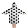 thumbnail image 2 of Black White Soccer Pattern Blanket Hoodies for Kids 6-13YR Oversize Wearable Blanket Hoodies for Boys Girls Teens, 2 of 7