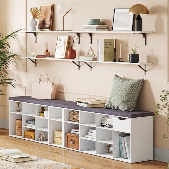 Long Wall Shelves Set of 2, 39.4 Inch Floating Shelves with Sturdy Metal  for Living Room Bathroom Bedroom Kitchen Storage