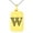 Gold, variant on Stainless Steel Letter W Initial Dotted Monogram Engraved Small Rectangle Dog Tag Charm Pendant Necklace