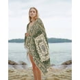 thumbnail image 2 of Green Boho Beach Towels Oversized Super Absorbent, Chic Traditional Antique Geometric Rustic Lightweight Bath Towel Quick Dry Sets For Bathroom/Pool/Rv Camping/Beach Play/Gym Room/Picnic 31"x62", 2 of 8
