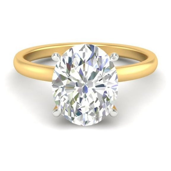 Forever Jewels 2.50 Ct Oval Cut Moissanite Women Solitaire Engagement Ring 14K Yellow Gold Plated