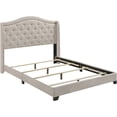thumbnail image 2 of Beige Upholstered Full Size Wingback Platform Bed Frame with High Back and Side Panels, No Box Spring Needed, 2 of 6