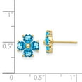 thumbnail image 3 of 14k Heart-shaped Swiss Blue Topaz Flower Post Earrings in 14k Yellow Gold, 3 of 3