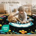 thumbnail image 4 of ODIKA 5'x7' Washable Area Rug Non-Slip, Chair-Friendly Turquoise Yellow Goth Skull Boho Halloween Spooky Pastel Cartoon Whimsical Vintage for Dining Room, Under Table, Home Office, 4 of 7