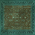 thumbnail image 1 of Ahgly Company Indoor Square Persian Turquoise Blue Traditional Area Rugs, 4' Square, 1 of 4