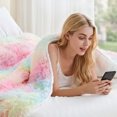 thumbnail image 5 of Teler Faux Fur Weighted Blanket for Adults, Sherpa Queen Size Heavy Blanket for Sleeping, 60" x 80", 20 lbs,Rainbow, 5 of 9