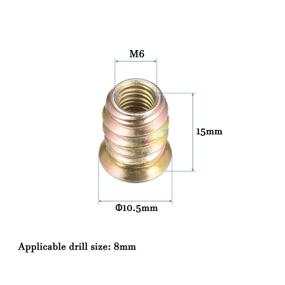 CIRCLE- 20Pcs M6X15Mm Threaded Inserts Nuts Wood Insert Assortment Tool Kit