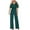 Army Green, variant on Utoimkio Women's Short Sleeve Loose Jumpsuits Overalls Solid Color Mesh V Neck Rompers for Women