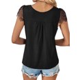 thumbnail image 5 of Hibeli Women's Lace Short Sleeve V-Neck Blouse Button-Up Trendy Top, 5 of 7