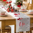 thumbnail image 2 of Christmas Table Runner Xmas Tree Snowman Table Runners Grey Pine Needles Snowflake Cotton Linen Dresser Scarf Kitchen Dining Table Decor for Christmas Holiday Party Decor 13x90 Inch, 2 of 9