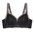 thumbnail image 1 of Women‘s Plus Size Bras Full Figure Lace Double Layer Ultimate Comfy Original Wirefree Support Bra Black D 44 Unique Bargains Sujetadores Básicos, 1 of 6