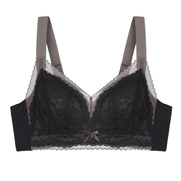 Women‘s Plus Size Bras Full Figure Lace Double Layer Ultimate Comfy Original Wirefree Support Bra Black D 44 Unique Bargains Sujetadores Básicos