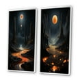 thumbnail image 3 of Designart "Blue and Orange Vibrant Color Contrast" Abstract Landscape Framed Wall Art Set Of 2 - Modern Blue Framed Canvas Set For Living Room Decor, 3 of 6