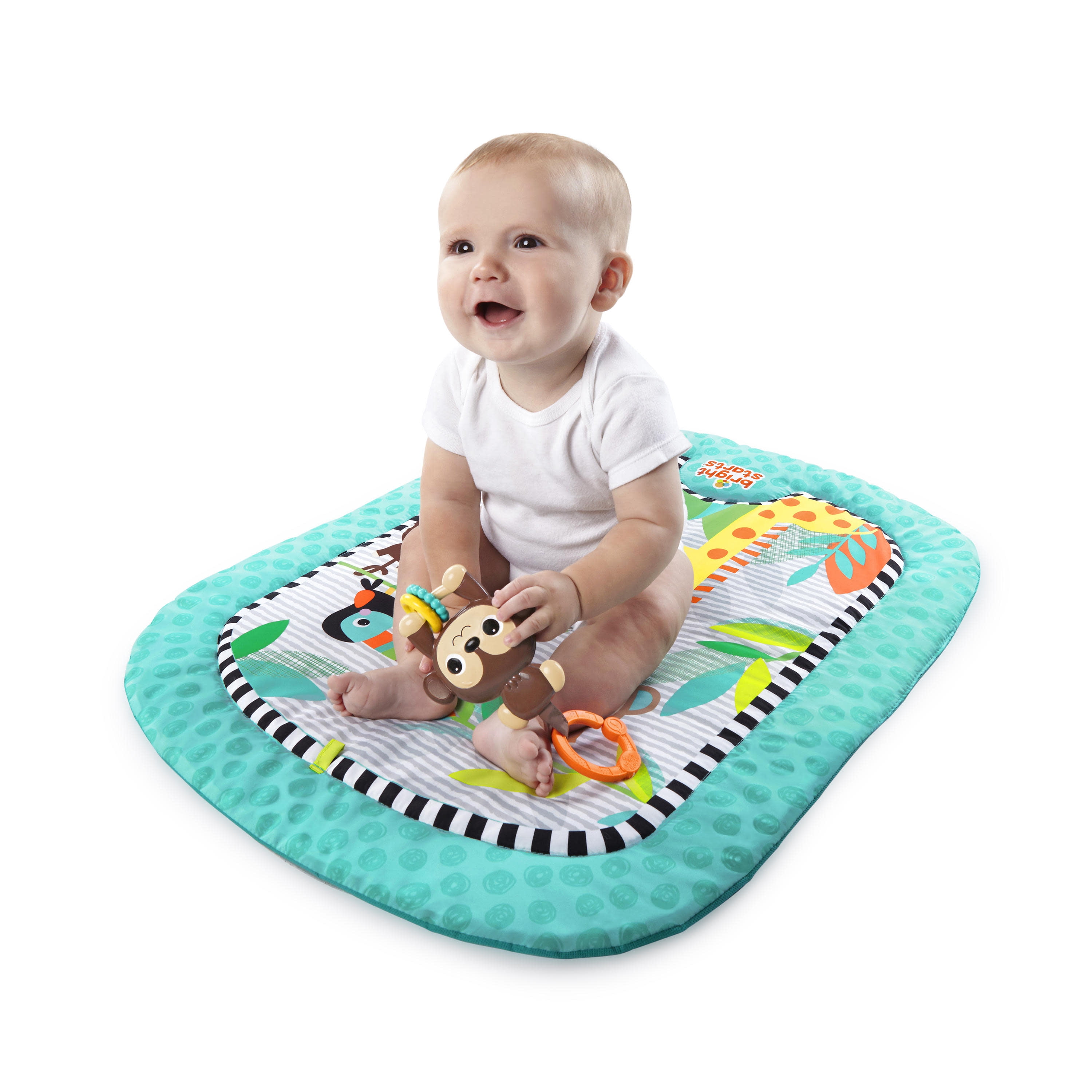Bright Starts Giggle See Safari Tummy Time Prop Activity Mat