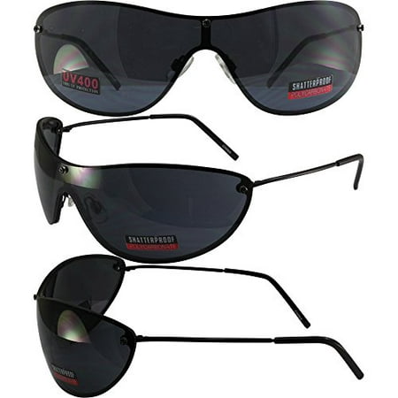 Global Vision Keeper Motorcycle Wrap-Around Sunglasses Black Metal Frames Smoke Lenses