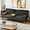 Black, variant on Shahoo Modern Linen Upholstered Convertible Folding Futon Sofa Bed with Removable Armrests, Metal Legs, 2 Cup Holders for Living Room, Black
