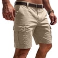 thumbnail image 2 of Dwellite Tactical Cargo Shorts Men Button Zip Up Outdoor Hiking Short Pants Summer Casual Lightweight Work Buttom with Pockets Beige M, 2 of 5