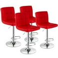 thumbnail image 1 of Gymax Ensemble de 4 Tabourets de Bar en Cuir PU Pivotants avec Hauteur Réglable Rouge, 1 of 10