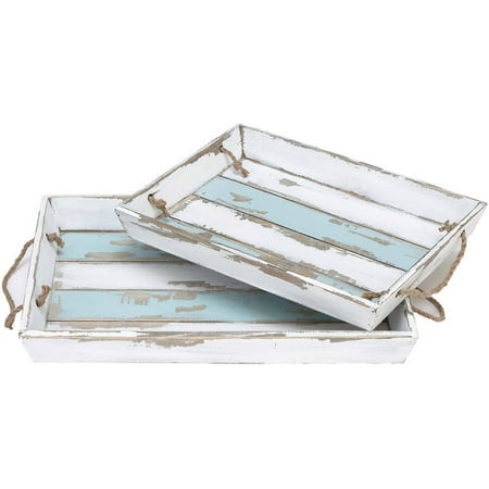 - Decmode Wood Tray, Set of 2, Multi Color