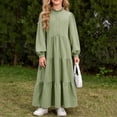 thumbnail image 5 of Byoo Teen Girls' Tiered Shirt Dress Long Sleeve Leaf Collar Button Front Solid Color Maxi Dress Versatile Casual Summer Outfit,Light Green, 5 of 5