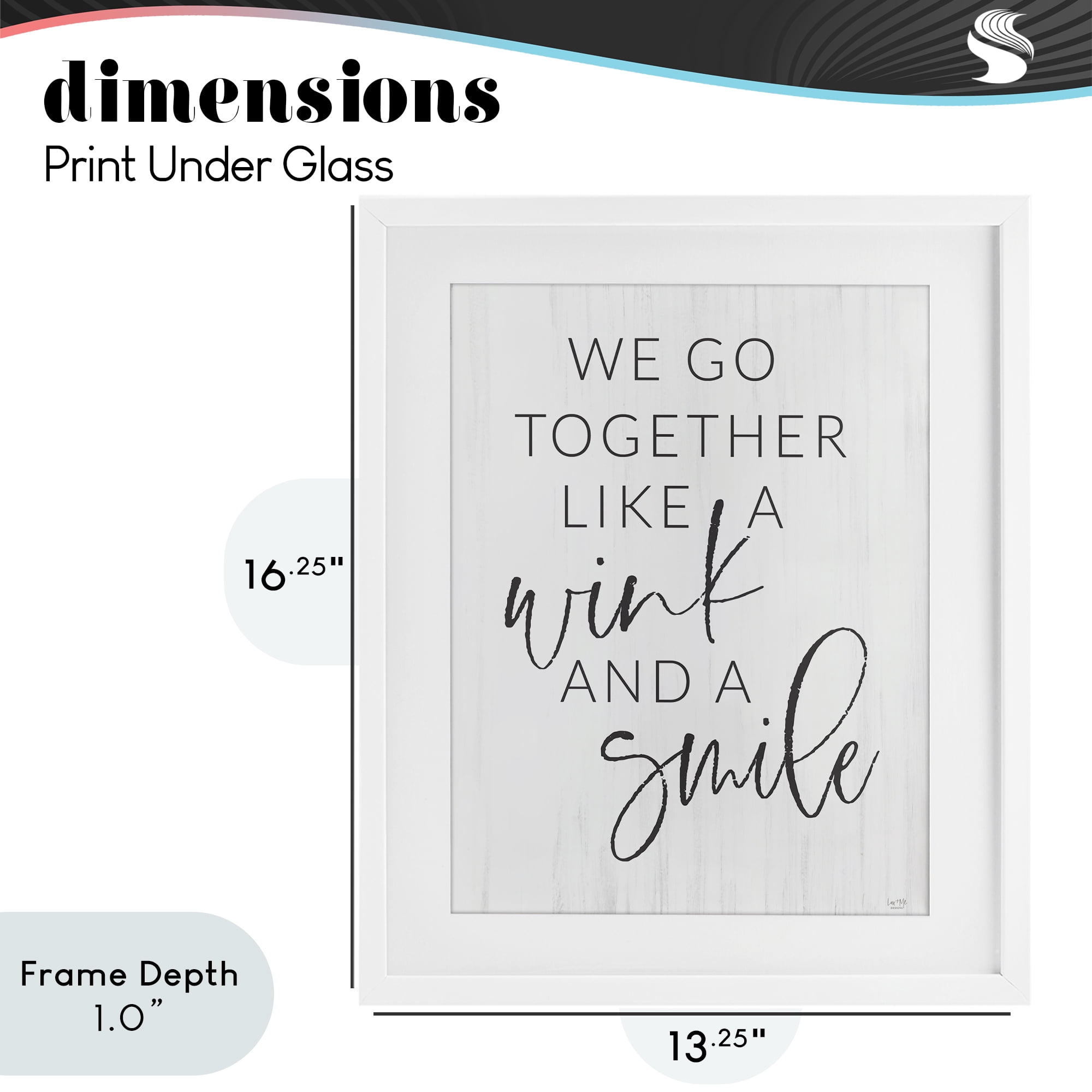 Stupell Industries Go Together Like Wink & Smile White Framed Print Under Glass, design by Lux + Me Designs