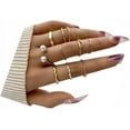 thumbnail image 1 of LAICAIW Black Knuckle Rings Set for Women Girls Vintage Stackable Midi Rings Boho Crystal Pearl Sea Wave Finger Ring Pack, 1 of 7