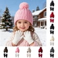 thumbnail image 6 of CPNG Toddler Glove Warm Knit Cap Set Kids Baby Winter Hats Thick Ski Cap with Earflap Fleece Lined Hat Warm Knitted Pom Pom Beanie Mittens Gloves for Girls Boys, 6 of 9