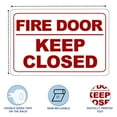 thumbnail image 3 of Fire Door Keep Closed - White on Red - Vinyl Sticker or Plastic Sign (Plastic 14" x 10"), 3 of 7
