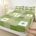 thumbnail image 3 of jejeloiu Modern Geometric Plaid Bed Sheets,Retro Rhombus Pattern King Sheets,Green Polka Dots Sheet Set For Girls Boys,Super Cozy Room Decor,4-Piece, 3 of 7
