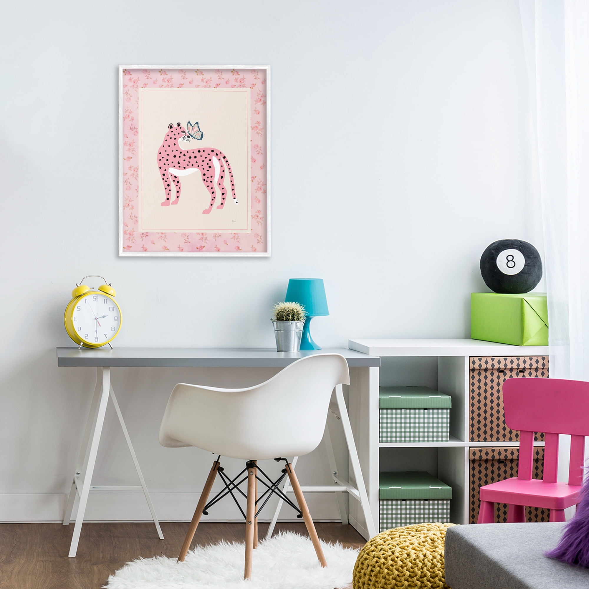 Stupell Industries Cheetah & Butterfly Friendship White Framed Giclee Art, design by Natalie Carpentieri
