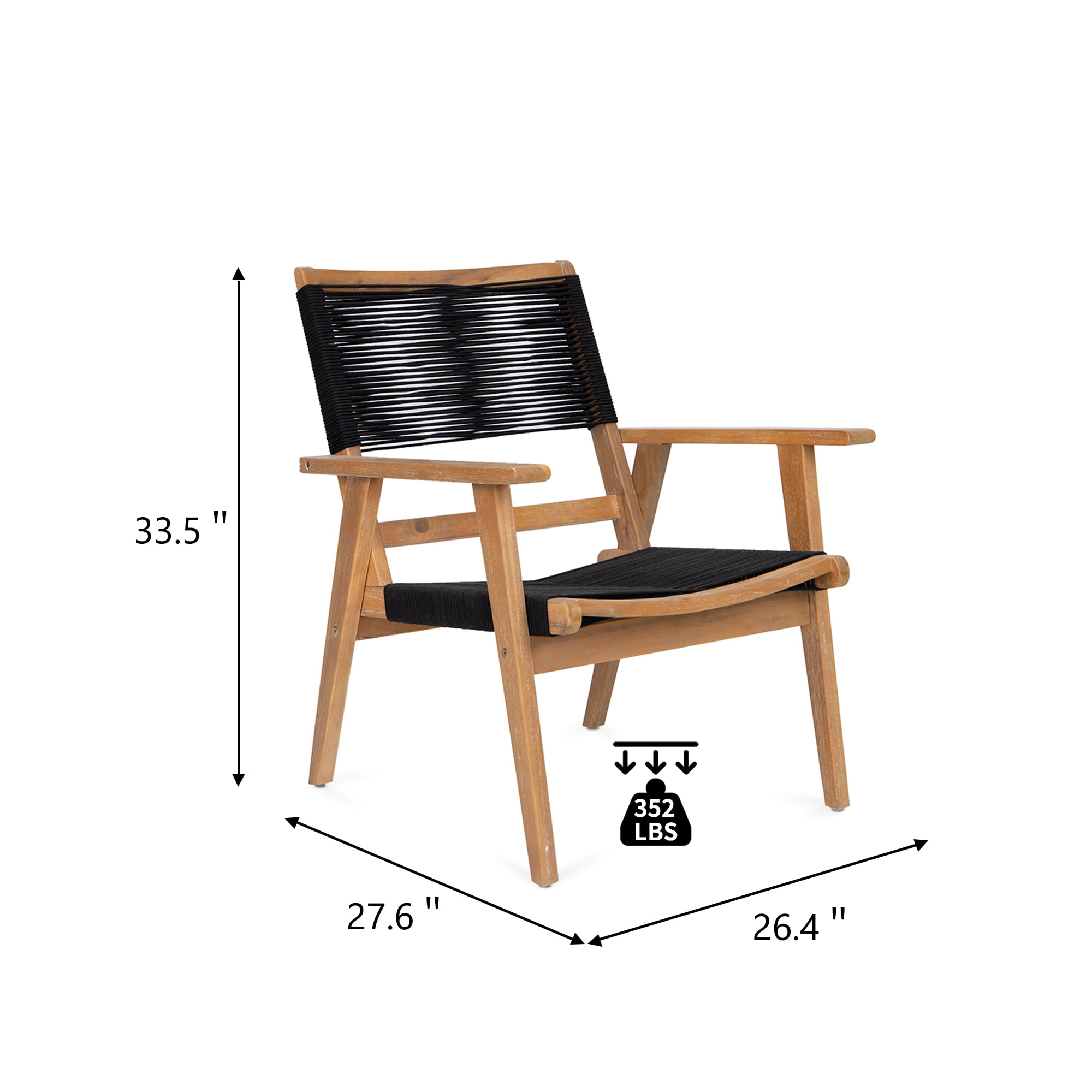 Aimee Lii Outdoor Patio Furniture Chair, Black Rope Furniture Chairs for 2, Outdoor Conversation Sectional for Backyard Poolside, Garden