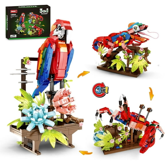 Remocguys Parrot Building Sets Compatible with Lego Flowers for Adults Girls 538PCS