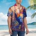 thumbnail image 3 of Sikiie Rooster Oil Painting Print Men's Hawaiian Shirt, Summer Beach Button Pocket Short Sleeve T-Shirt,3X-Large, 3 of 7