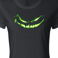 thumbnail image 4 of Inktastic Sinister Grinning Pumpkin Face in Lime Green Glow Women's T-Shirt, 4 of 5