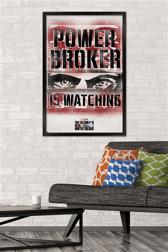 Marvel Falcon and Winter Soldier - Power Broker Watching 2 Wall Poster, 22.375" x 34", Framed