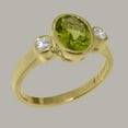 thumbnail image 2 of LBG British Made 9k Yellow Gold Natural Peridot & Cubic Zirconia Womens Promise Ring - 33 size options - Size 10.75, 2 of 6