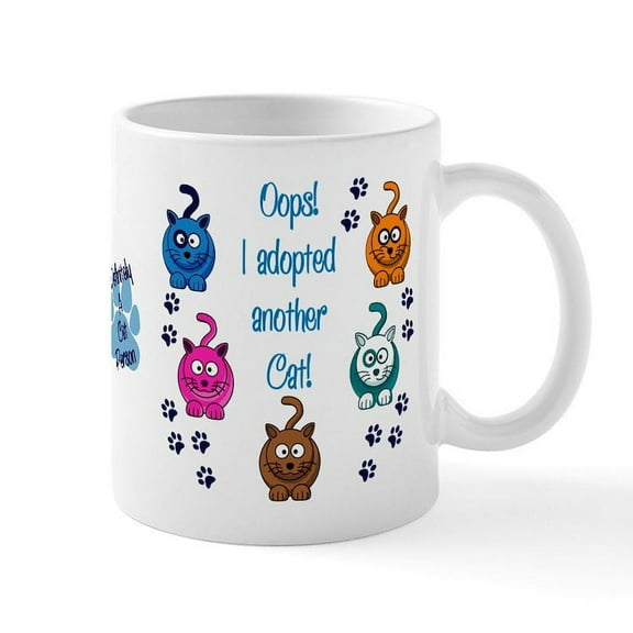 CafePress - Oops! I Adopted Another Cat! Mug - 11 oz Ceramic Mug - Novelty Coffee Tea Cup