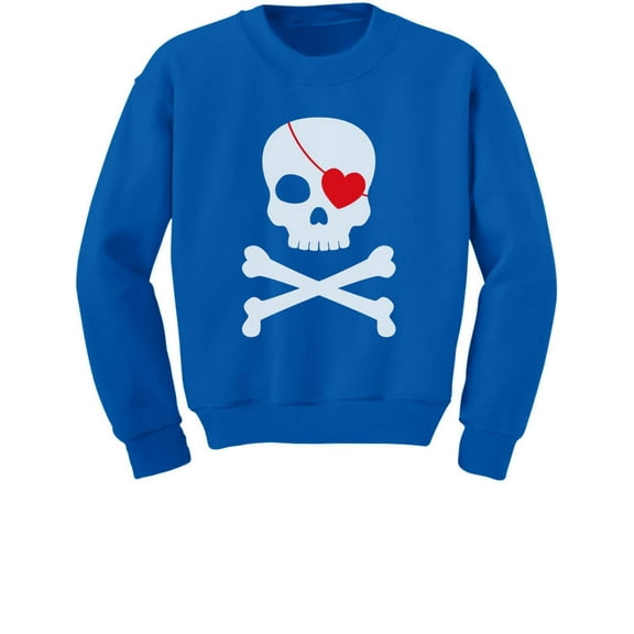 Tstars - Pirate Skull & heart Valentine's Day Toddler/Kids Sweatshirt 4T Blue