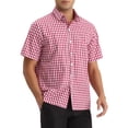 thumbnail image 4 of Camisas de vestir de cuadros INSPIRE CHIC para hombres, de manga corta, talla 2XL, color rojo, 4 of 6