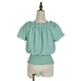 thumbnail image 3 of Women Juniors Short Sleeve Ruffle Stretch Off Shoulder Shirt Blouse Tops, 3 of 5