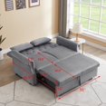 thumbnail image 6 of Bellemave 55" Pull Out Sleeper Sofa Bed, Sleeper Loveseats Sofa Couch with Adjustable Backrest, 2 Caster Wheels and 2 Lumbar Pillows for Living Room Bedroom Apartment Office (Gray), 6 of 10