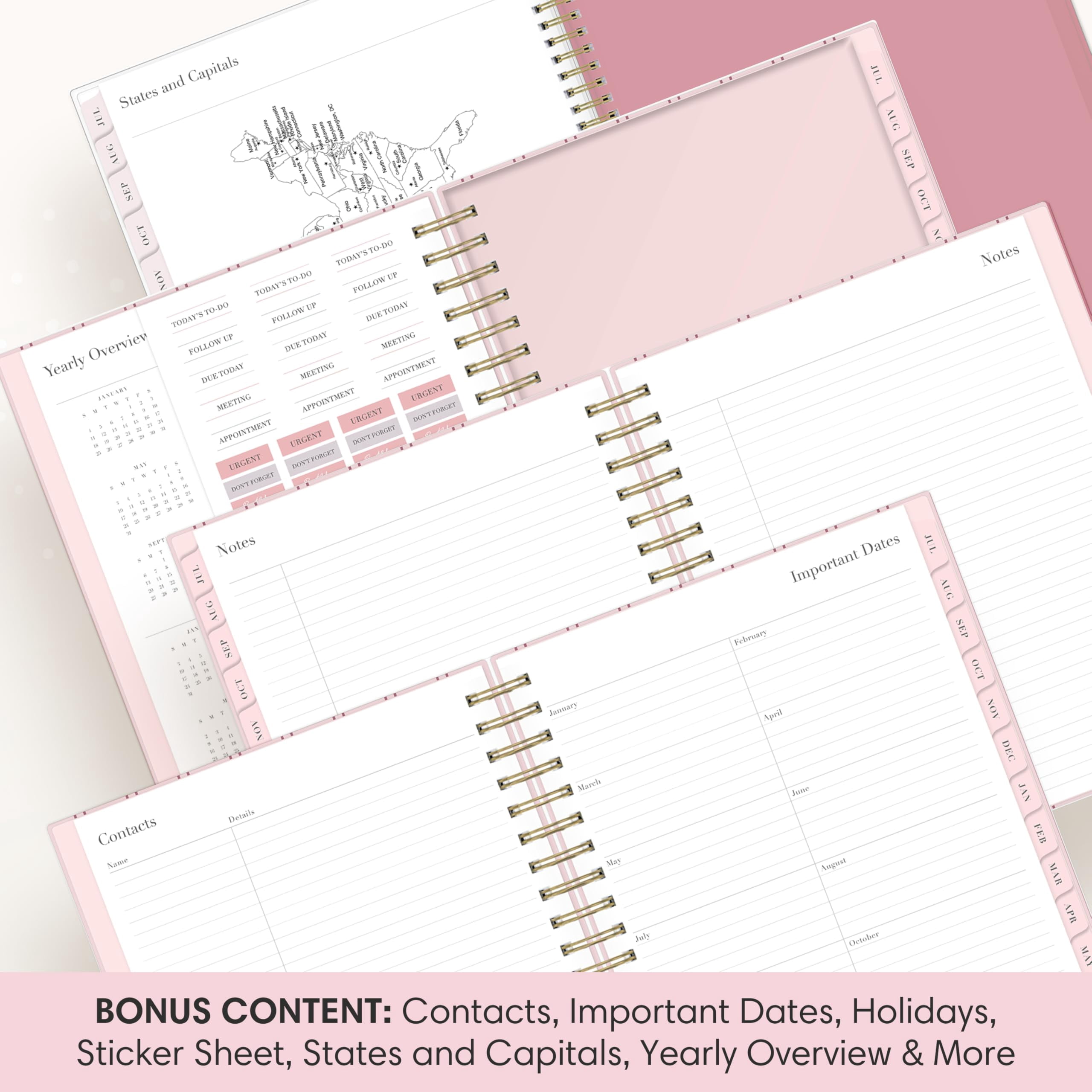 Blue Sky Rachel Parcell 2026-2027 Daily and Monthly Academic Year Planner Calendar, July 2026 - June 2027, 7" x 9", Laminated Cover, Wirebound, Storage Pocket, Includes Stickers, Laine Pink