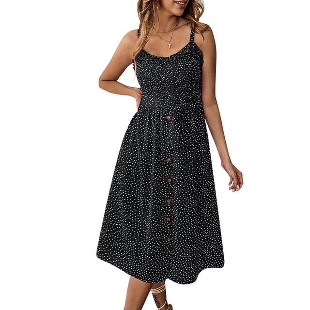 MAWCLOS Robe d'Été de Plage pour Femme à Col Rond Longue Robe à Imprimé Floral Robes Maxi Décontractées Caftan Sans Manches Noir P