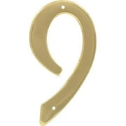 Hillman Group 847051 4" Brass Nail-On Traditional House Number 9 (3 per Pack 3 Piece)