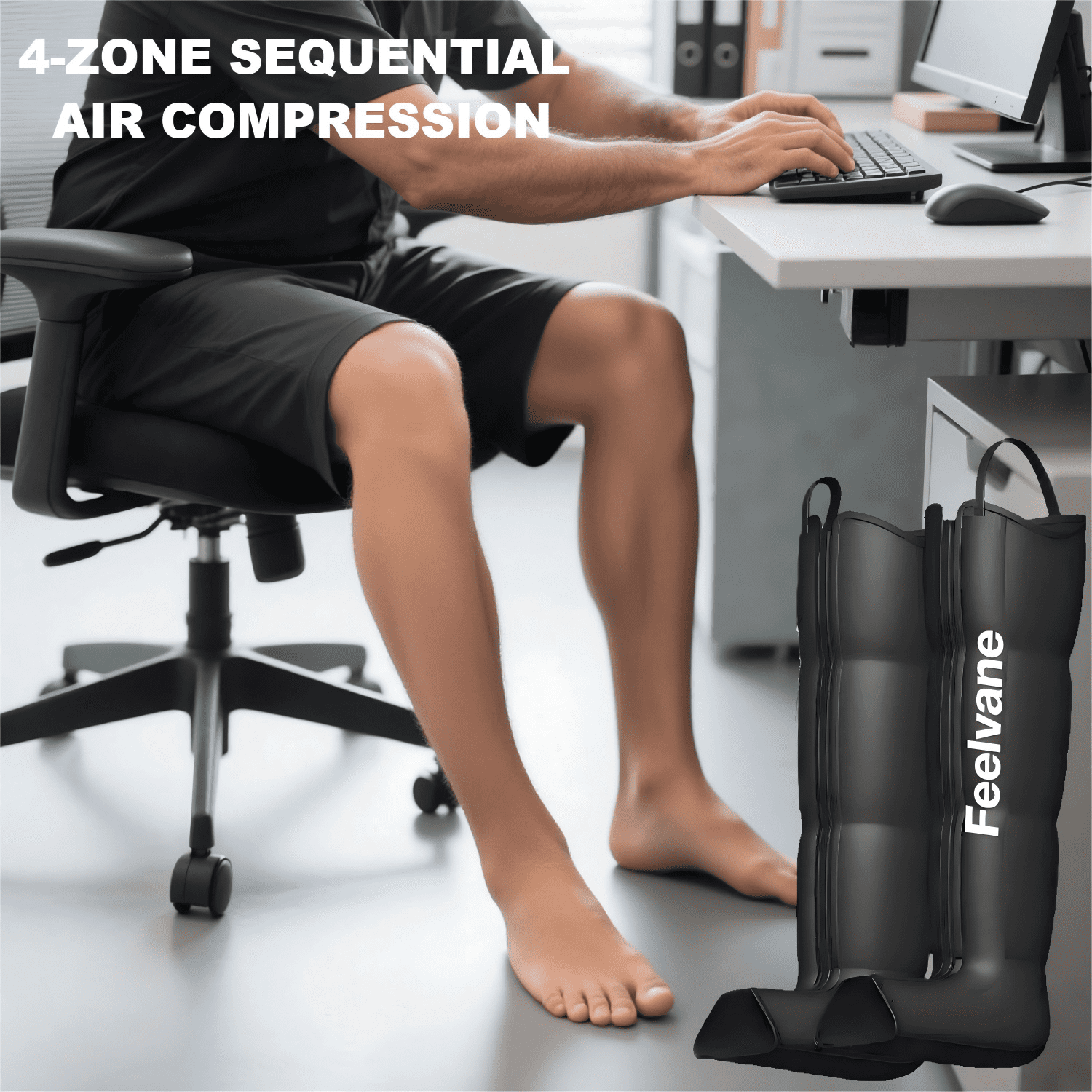 Feelvane Leg Massager, Foot Massager and Leg Compression Massager for Circulation, Air Compression Massage Boots Fast Recovery Therapy System for Athletes