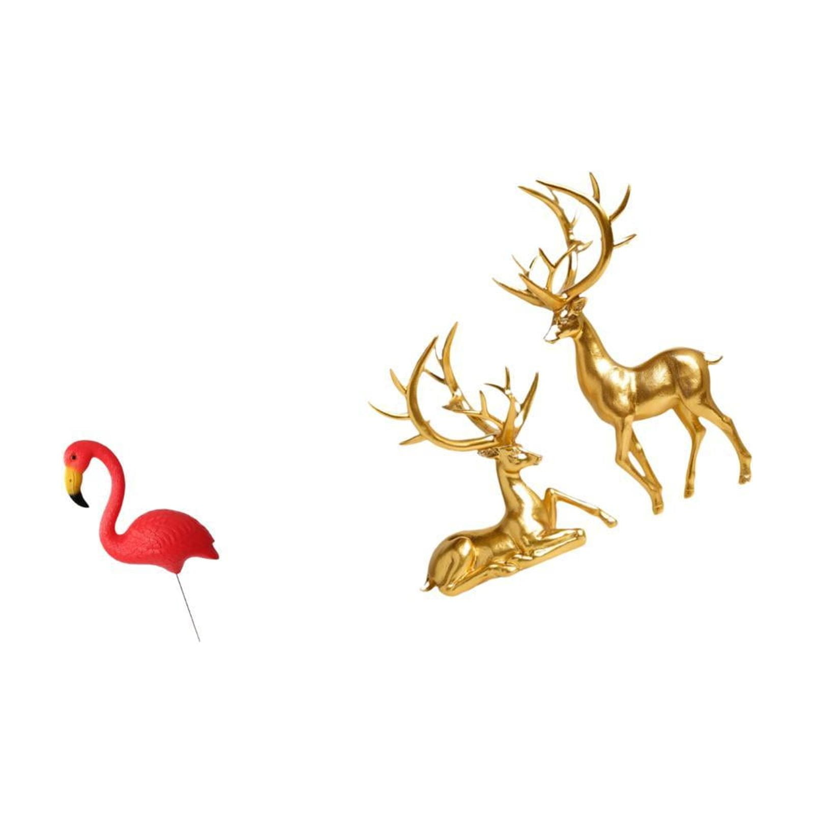 simhoa Bird Statue Figurine Yard Art Ornament Backyard Fairy Garden Accessories Flamingo Garden Stake Sculpture for Holiday Spring Couple Deer Statues Decorative Sculptures Collection Resin